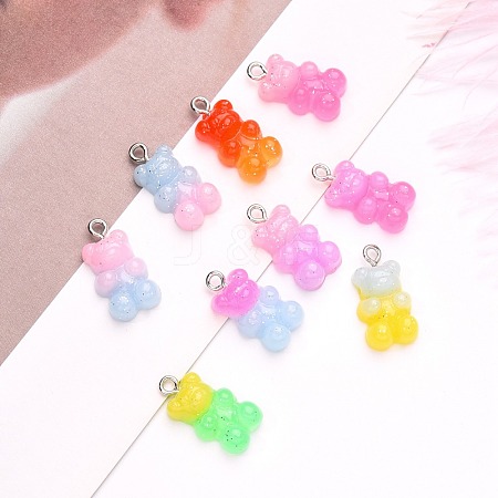 Gradient Color Opaque Resin Pendants X-RESI-R433-02-1