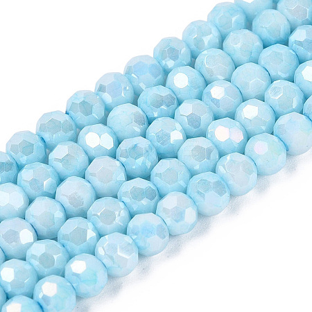 Anti-Tarnish Electroplate Glass Beads Strands EGLA-ZX010-4mm-15-1