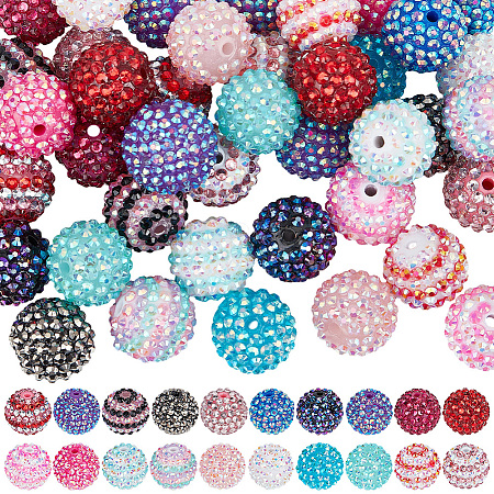 40Pcs 20 Colors Resin Rhinestone Beads RESI-PA0001-25-1