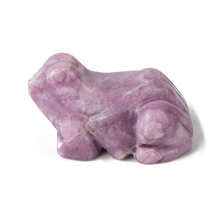 Natural Lepidolite/Purple Mica Stone Carved Frog Figurines PW-WG28658-05-1