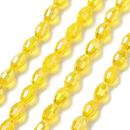 Transparent Electroplate Glass Beads Strands EGLA-A037-T6x8mm-B07-1