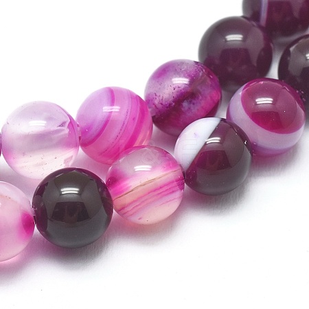 Natural Striped Agate/Banded Agate Beads Strands G-I254-03A-03-1