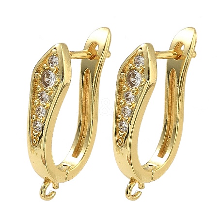 Arrow Brass Micro Pave Cubic Zirconia Earring Findings KK-D226-06G-1