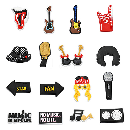 32Pcs 16 Styles Singer Theme PVC Plastic Cabochons FIND-CJ0002-55-1