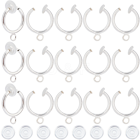 SOFPLATE 30Pcs Brass Clip-on Hoop Earring Findings KK-SP0001-24S-1