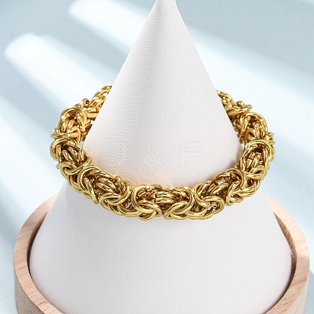304 Stainless Steel Byzantine Chains Bracelets for Women BJEW-F536-13G-1