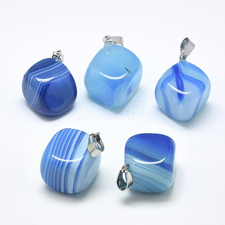 Natural Banded Agate/Striped Agate Pendants G-T122-19F-1