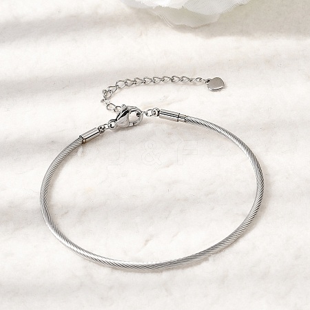 304 Stainless Steel Cable Wire Bangles for Women BJEW-P394-03P-1
