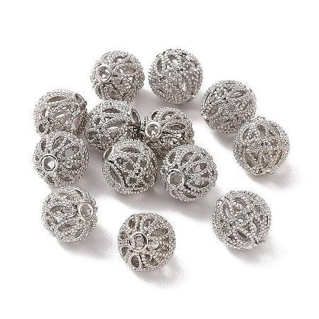Rack Plating Brass Hollow Beads KK-P219-01B-P-1