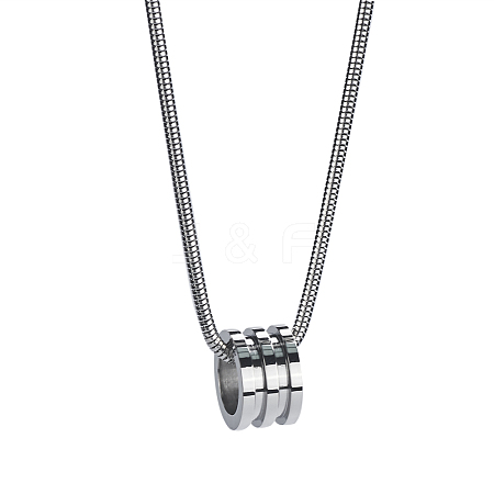 Stylish Stainless Steel Grooved Column Pendant Necklace for Women's Daily Wear NI8440-1-1