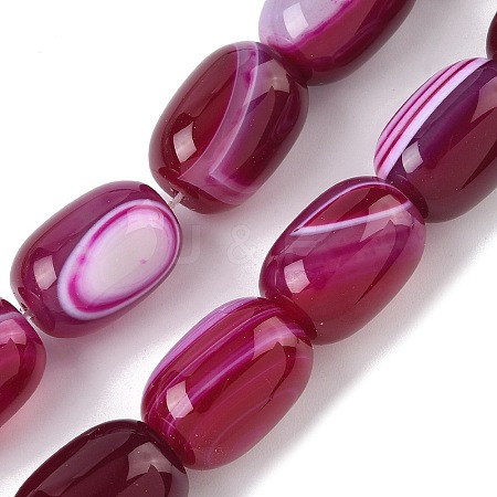 Natural Banded Agate/Striped Agate(Dyed & Heated) Beads Strands G-H324-01I-1