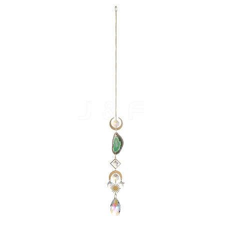 Brass & Crystal Suncatchers HJEW-G018-04B-G-1