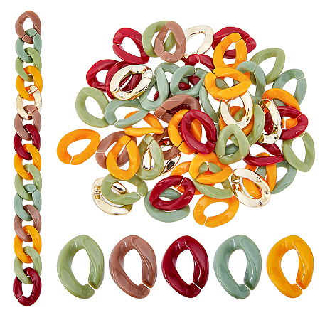 SUPERFINDINGS 100Pcs 5 Colors Opaque Acrylic Linking Rings FIND-FH0006-20-1