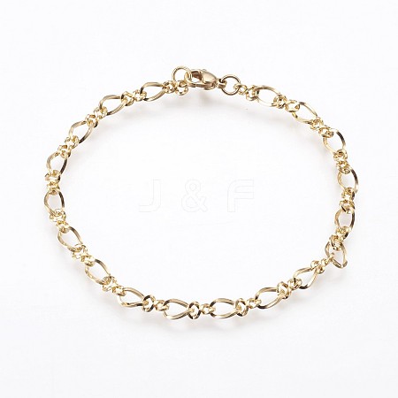 Ion Plating(IP) 304 Stainless Steel Figaro Chain Bracelets BJEW-P236-23G-1
