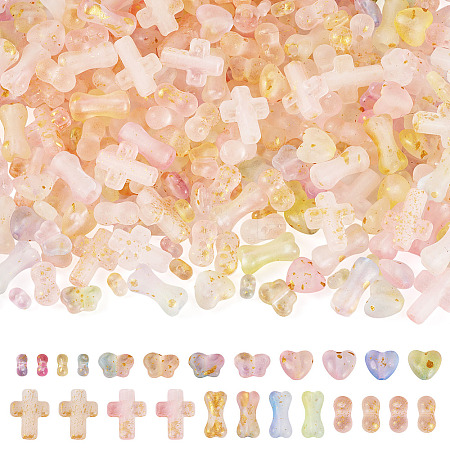 150G 6 Styles Gradient Color Transparent Acrylic Beads OACR-TA0003-58-1