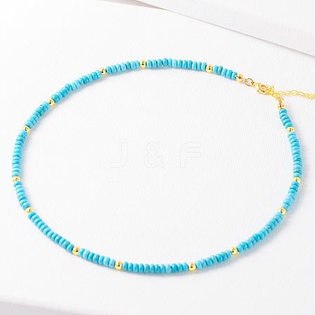 Simple Design Synthetic Turquoise Beaded Necklaces for Women JH7309-13-1