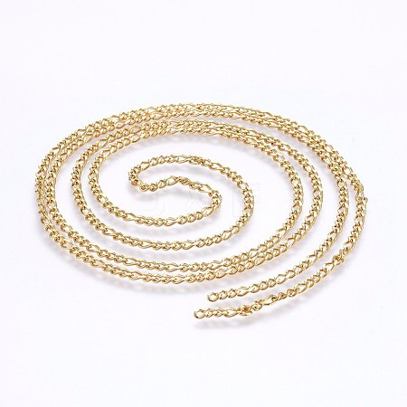 3.28 Feet 304 Stainless Steel Figaro Chains X-CHS-I002-05G-1