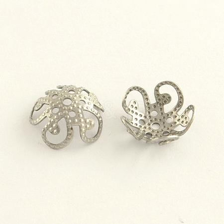 Tarnish Resistant 304 Stainless Steel 5-Petal Bead Caps STAS-R065-33-1