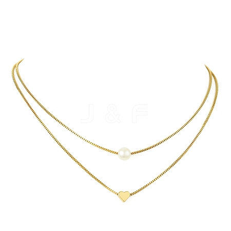 Brass Double Layer Necklace NJEW-JN04918-1