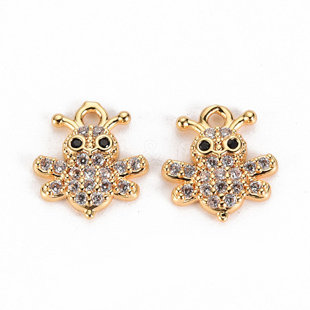 Brass Micro Pave Clear Cubic Zirconia Charms X-KK-S360-128-NF-1