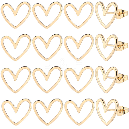 20Pcs Brass Heart Stud Earring Findings KK-BBC0009-62-1