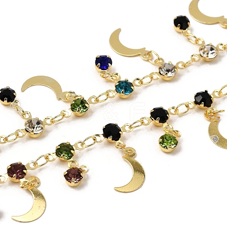 Brass Flat Round with Moon Link Chains CHC-H114-06G-01-1