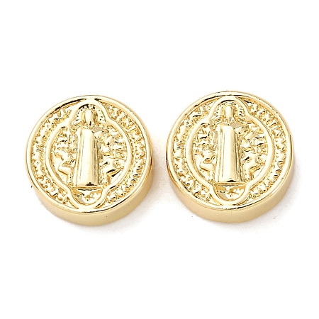 Flat Round Brass Beads KK-K408-64G-02-1