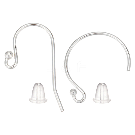 16Pcs 2 Styles 925 Sterling Silver Earring Hooks STER-ME0001-21-1