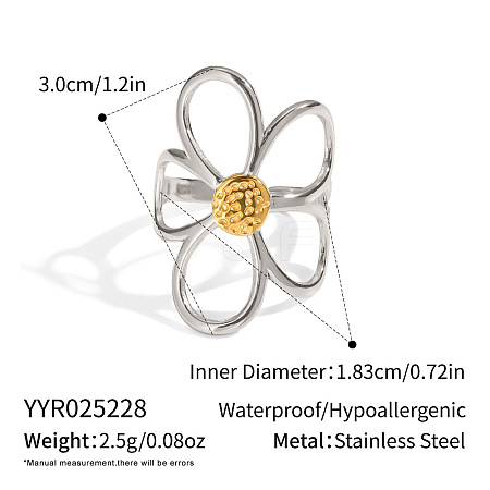 Adjustable 304 Stainless Steel Open Cuff Rings for Women LS-SO6078-1-1
