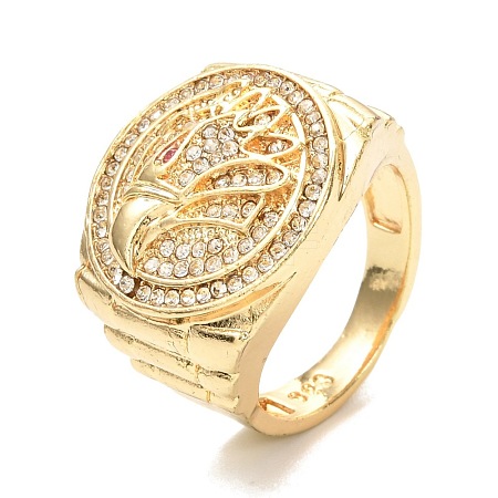 Eagle Head Cubic Zirconia Wide Band Ring for Women RJEW-O047-03G-1