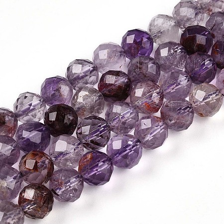 Natural Purple Lodolite Quartz/Purple Phantom Quartz Beads Strands G-T140-21B-1