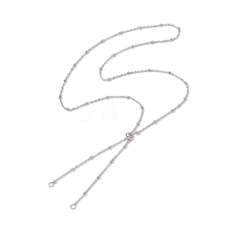 304 Stainless Steel Satellite Chain Slider Necklace Making AJEW-JB01247-02-1