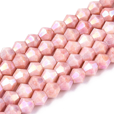 Anti-Tarnish Electroplate Bicone Glass Beads Strands EGLA-T021-4mm-16-05-1