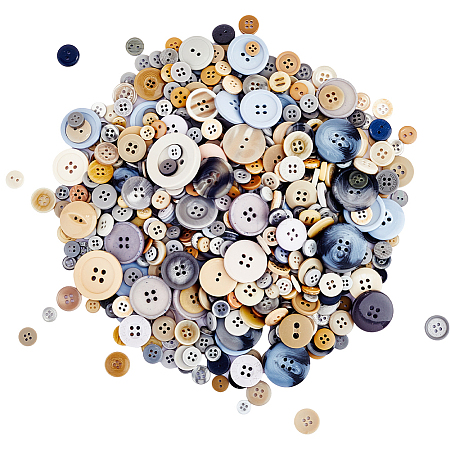 1 Set Flat Round Resin Buttons BUTT-CP0001-05-1