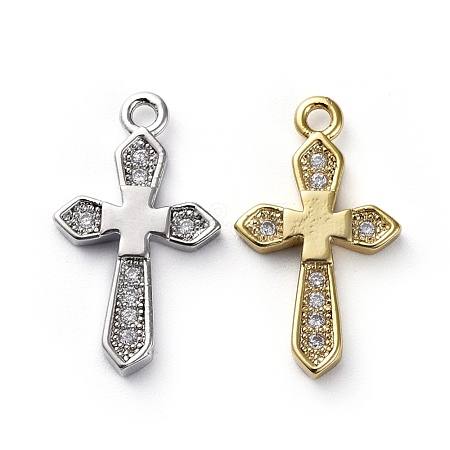 Brass Micro Pave Cubic Zirconia Pendants ZIRC-G157-02-1