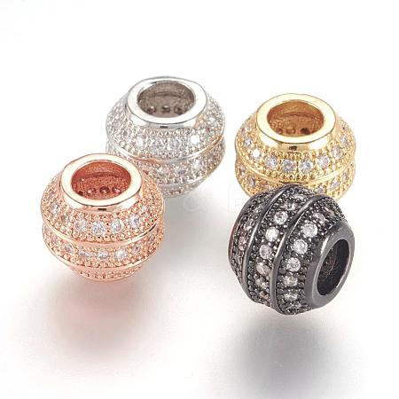 Brass Micro Pave Cubic Zirconia European Beads ZIRC-F062-12-1