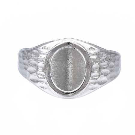 Non-Tarnish 304 Stainless Steel Oval Open Cuff Ring RJEW-T023-54P-1