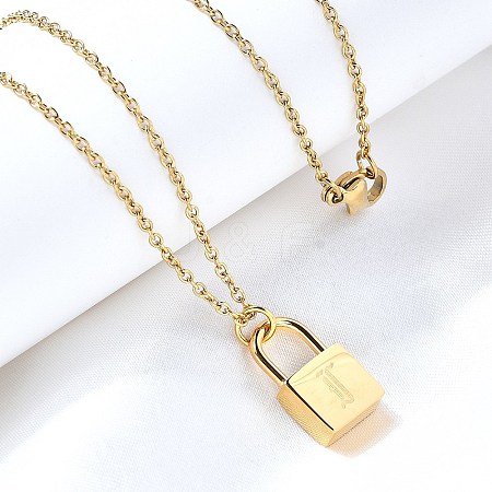 304 Stainless Steel Rolo Chain Pendant Necklaces NJEW-S444-01G-09-1