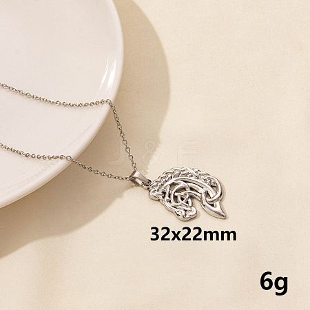 304 Stainless Steel Horse Pendant Necklace BX4246-3-1