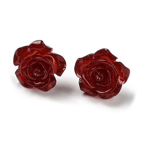 Resin Rose Flower Stud Earrings with 316 Stainless Steel Pins EJEW-D070-01D-1