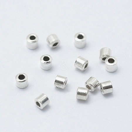 Rhodium Plated 925 Sterling Silver Crimp Beads STER-L063-04P-1
