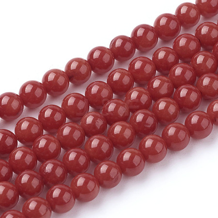 Dyed Round Natural Coral Beads Strands X-CORA-D029-4mm-1-1