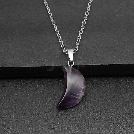 Moon Natural Amethyst Pendant Necklaces LS-AK5365-3-1