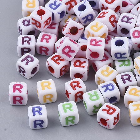 White Opaque Acrylic Beads MACR-R869-01R-1