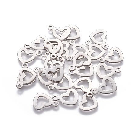 Tarnish Resistant 304 Stainless Steel Open Heart Charms STAS-L234-087P-1