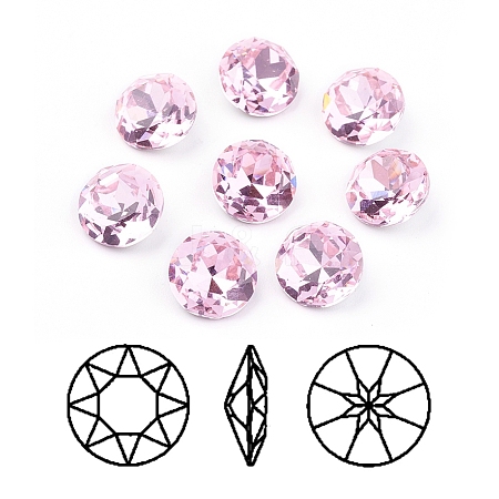 Pointed Back & Back Plated Glass Rhinestone Cabochons RGLA-J012-8mm-223-1