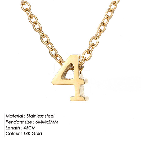304 Stainless Steel Number Pendant Necklaces FS-WG6717D-02-1