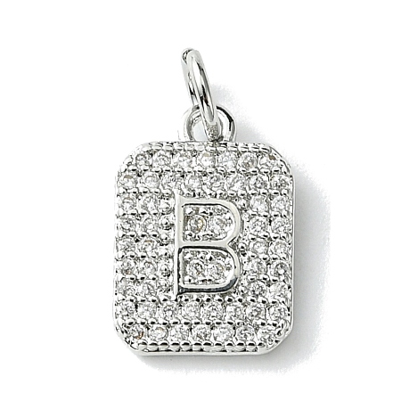 Rack Plating Brass Micro Pave Clear Cubic Zirconia Charms KK-G501-01B-P-1