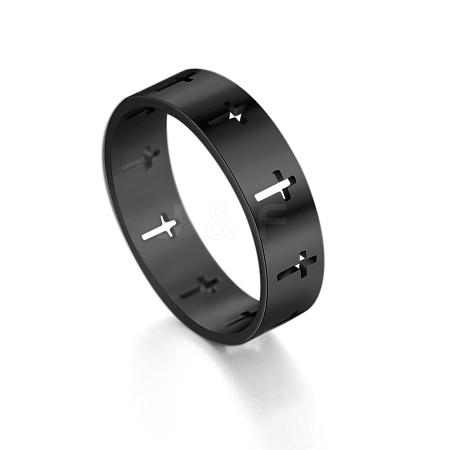 Stainless Steel Cross Finger Ring RELI-PW0001-003A-EB-1