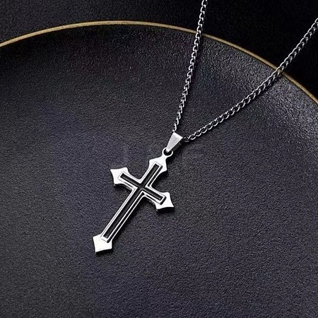 Alloy with Enamel Cross Pendant Necklaces for Men and Women PW-WG47743-02-1